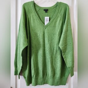 Torrid  Green Heather V-Neck Sweater.
